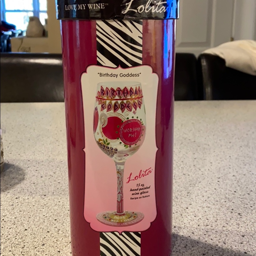 Lolita Wine Glass Birthday Goddess NWT